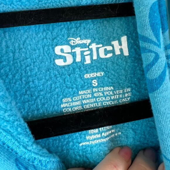 Disney Lilo and Stitch Zip Up Hoodie Jacket Stitch and Floral Print Blue Small - Picture 5 of 6